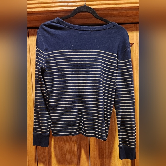 Ralph Lauren Jeans Navy Stripe Shirt Sz L - Picture 2 of 3